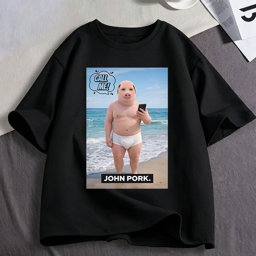 Tee Graphic Print - Koszulka z zabawnym memem John Pork