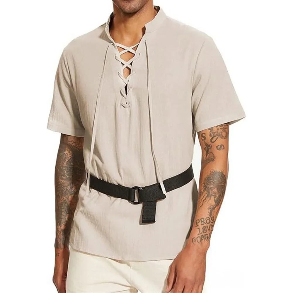 Męska koszulka z dekoltem w se – Short Linen Drawstring recenzja i cena