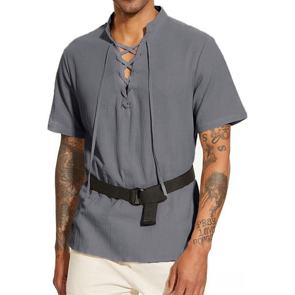 Męska koszulka z dekoltem w se – Short Linen Drawstring recenzja i cena