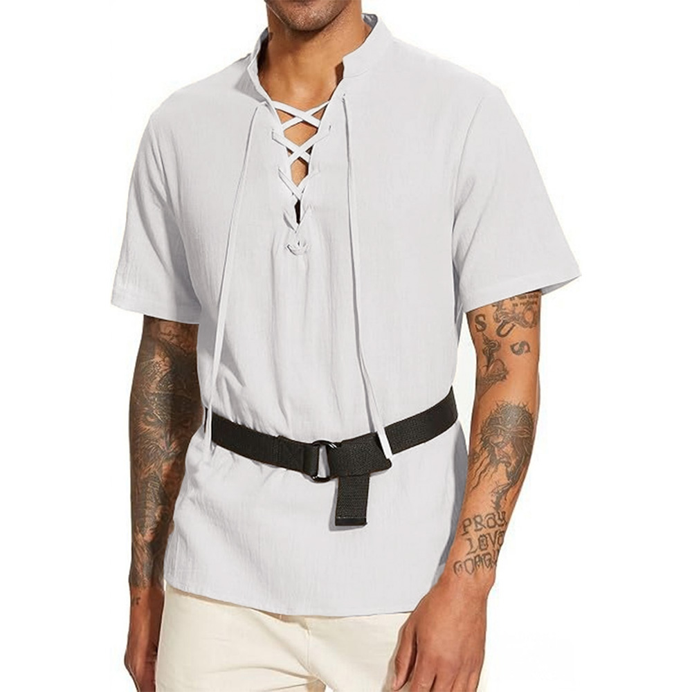 Męska koszulka z dekoltem w se – Short Linen Drawstring recenzja i cena