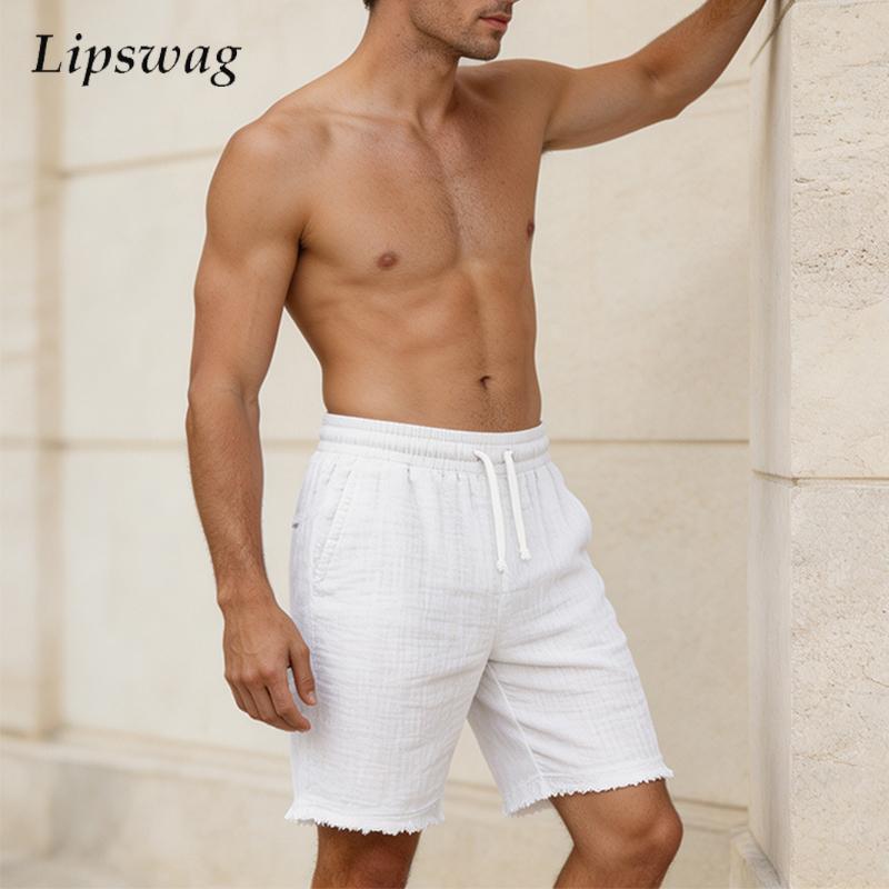 Modne, podarte lniane szorty m – Short Linen Drawstring recenzja i cena