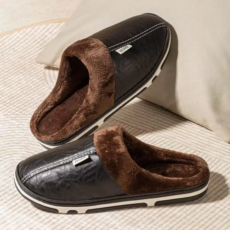 Męskie zimowe kapcie w dużych  – Flip Flop Leather Men recenzja i cena